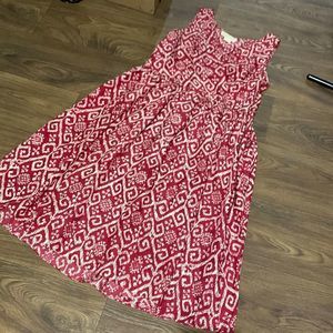 Michael Kors dress. Red Silk V-neck Sleeveless Midi Dress